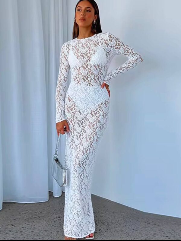 Long see-through white dress